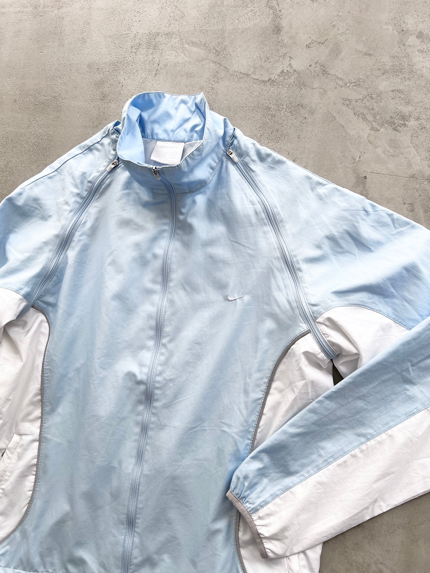 BABY BLUE NIKE TRACK JACKET/VEST CONVERTIBLE - 2000S - WMNS M