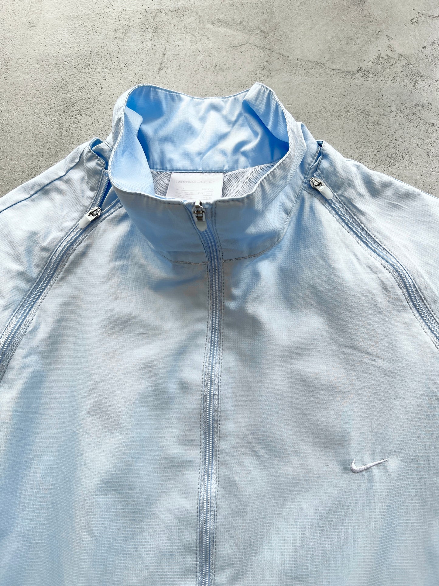 BABY BLUE NIKE TRACK JACKET/VEST CONVERTIBLE - 2000S - WMNS M