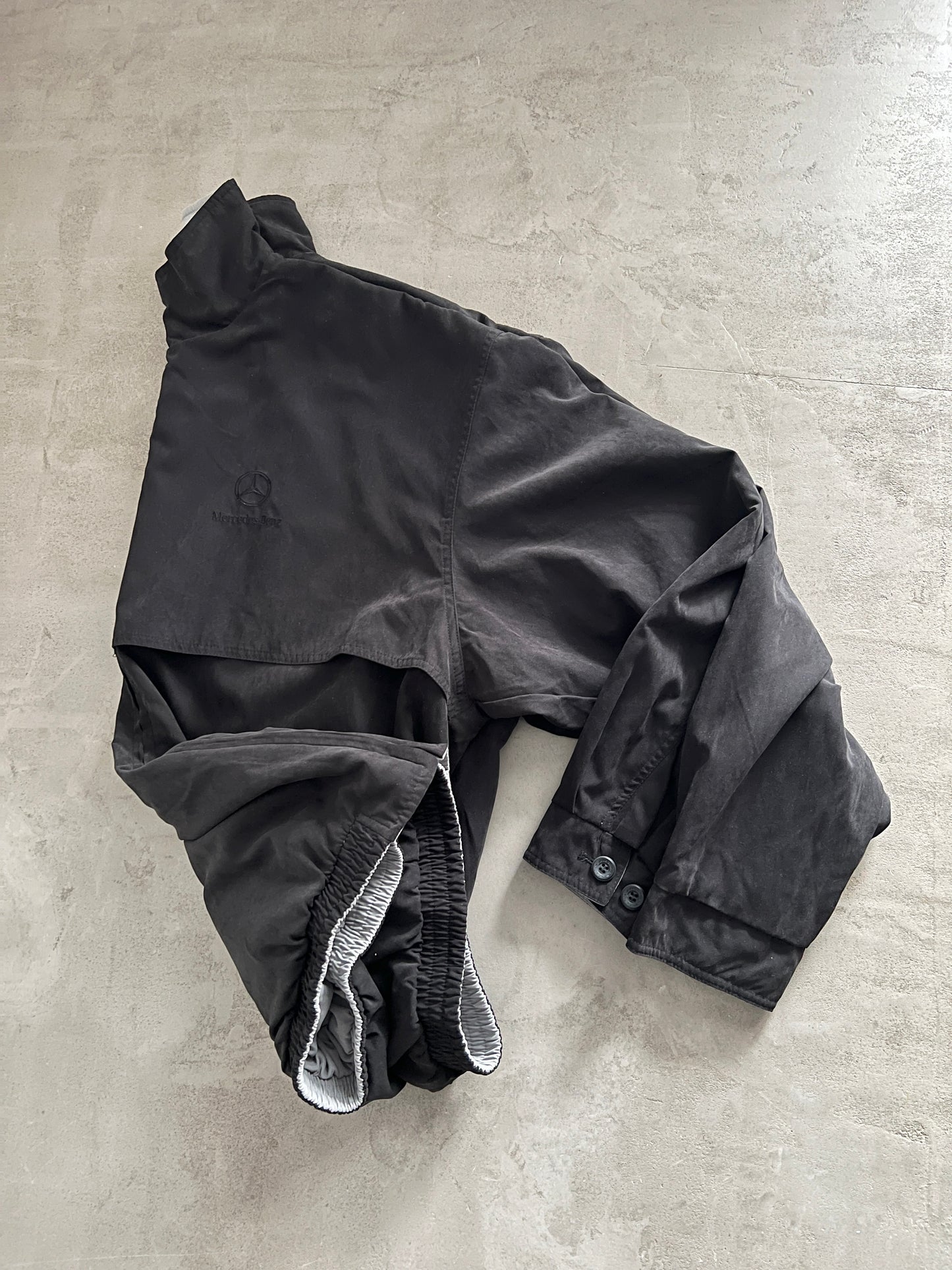 GREY/BLACK MERCEDES BENZ JACKET REVERSIBLE - 1990S - XL