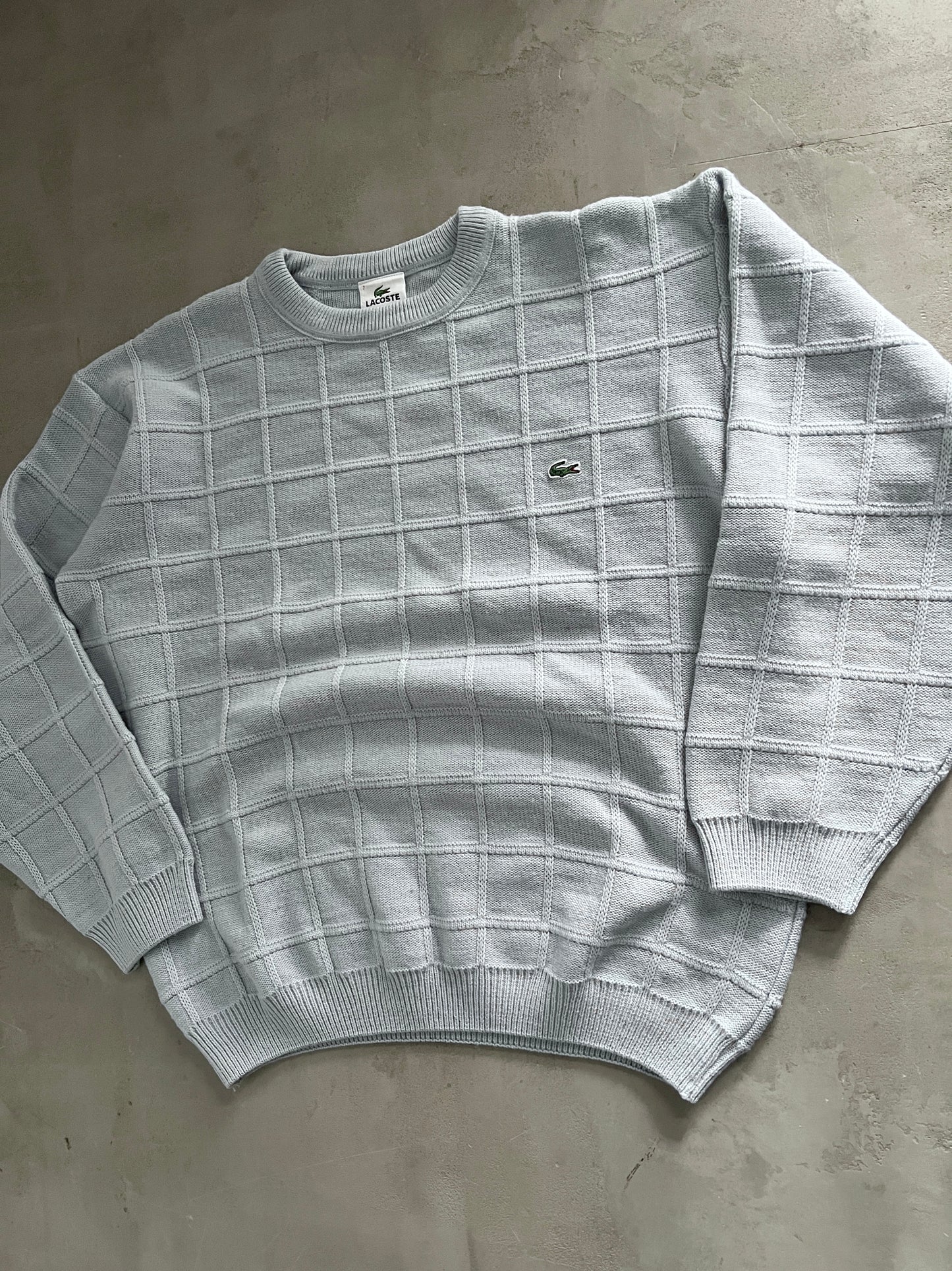 BABY BLUE LACOSTE KNIT SWEATER - 2000S - L/M