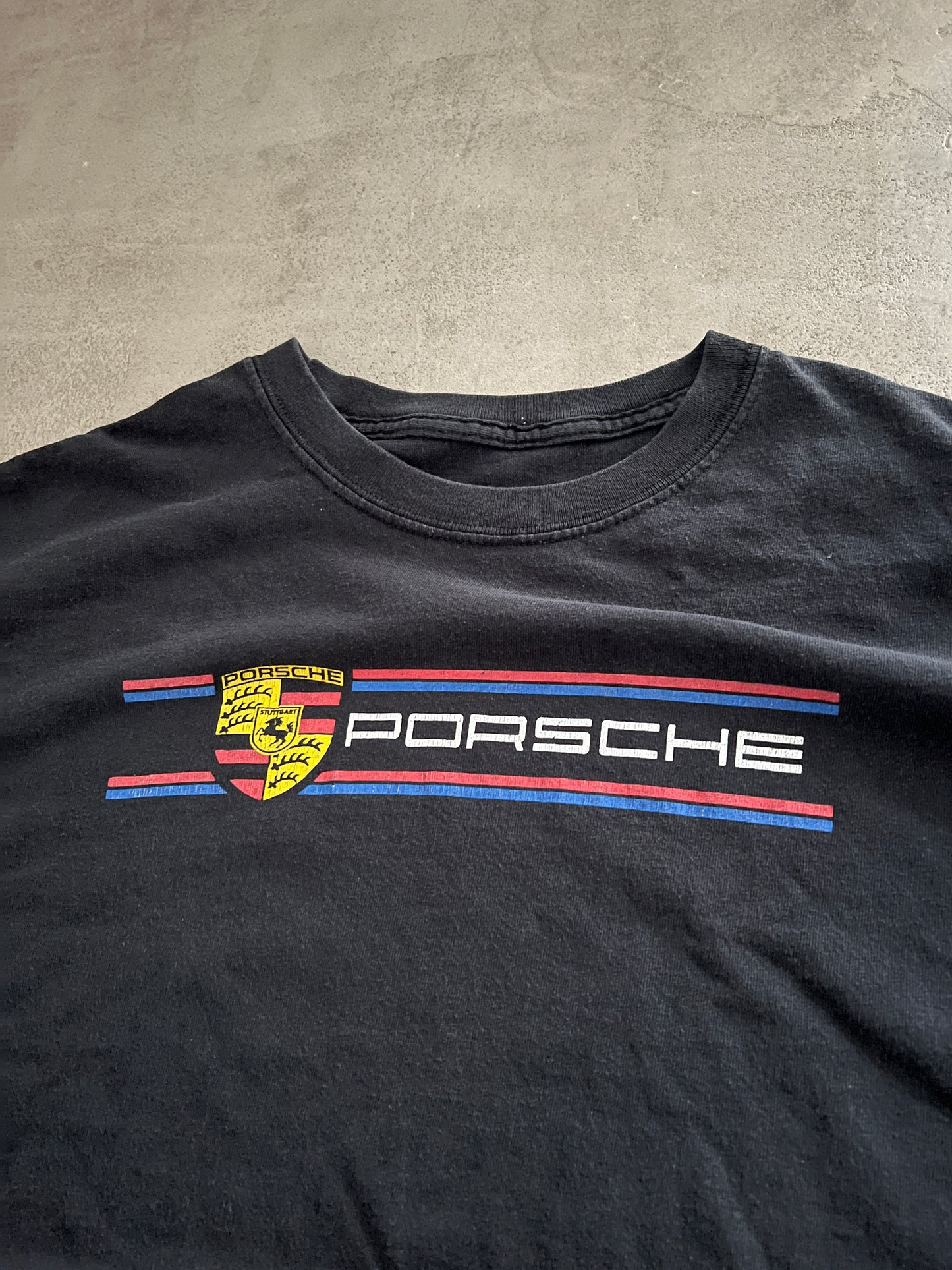 BLACK PORSCHE TEE - 1990S - M