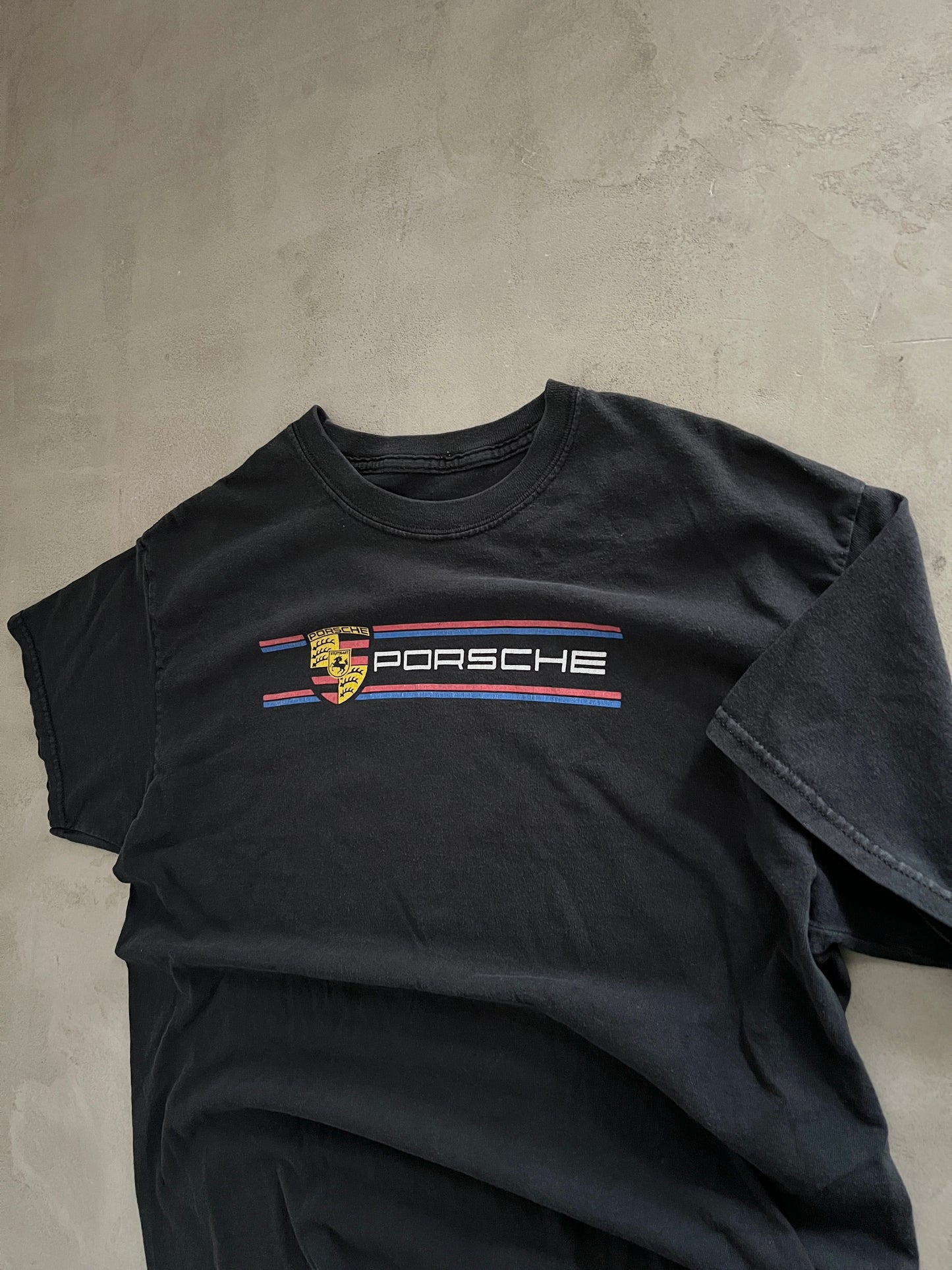 BLACK PORSCHE TEE - 1990S - M