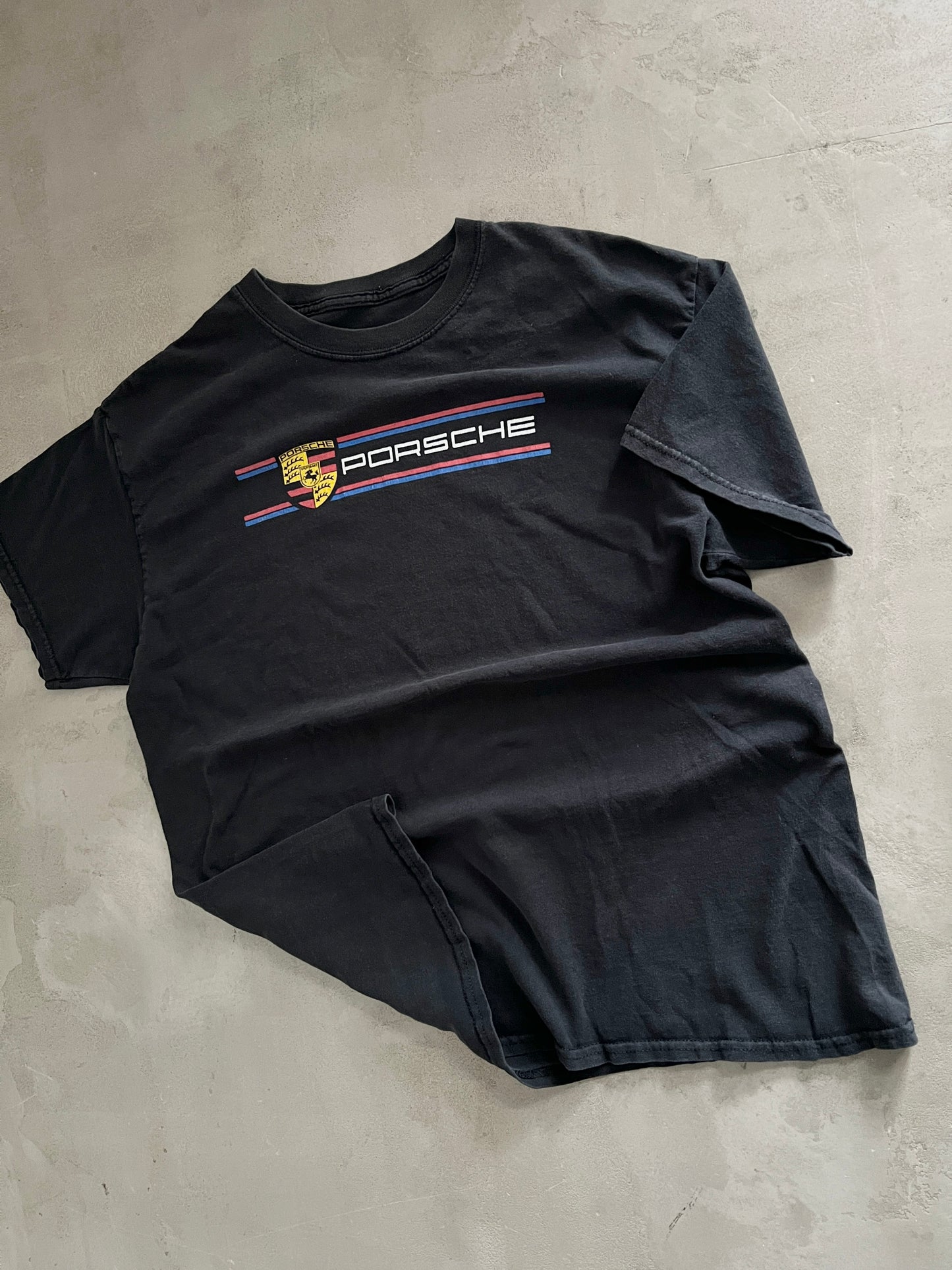 BLACK PORSCHE TEE - 1990S - M