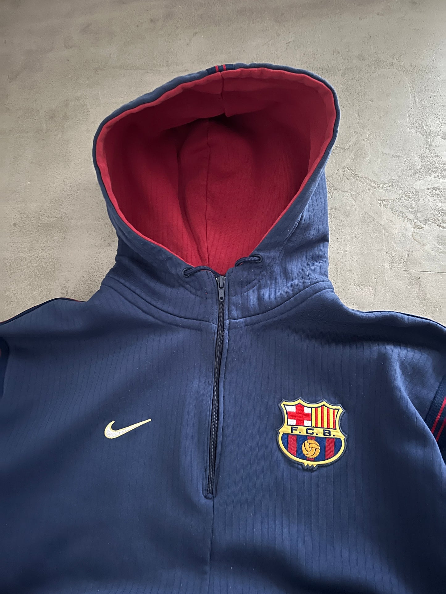 NAVY FC BARCELONA HOODIE - 1990S - XL