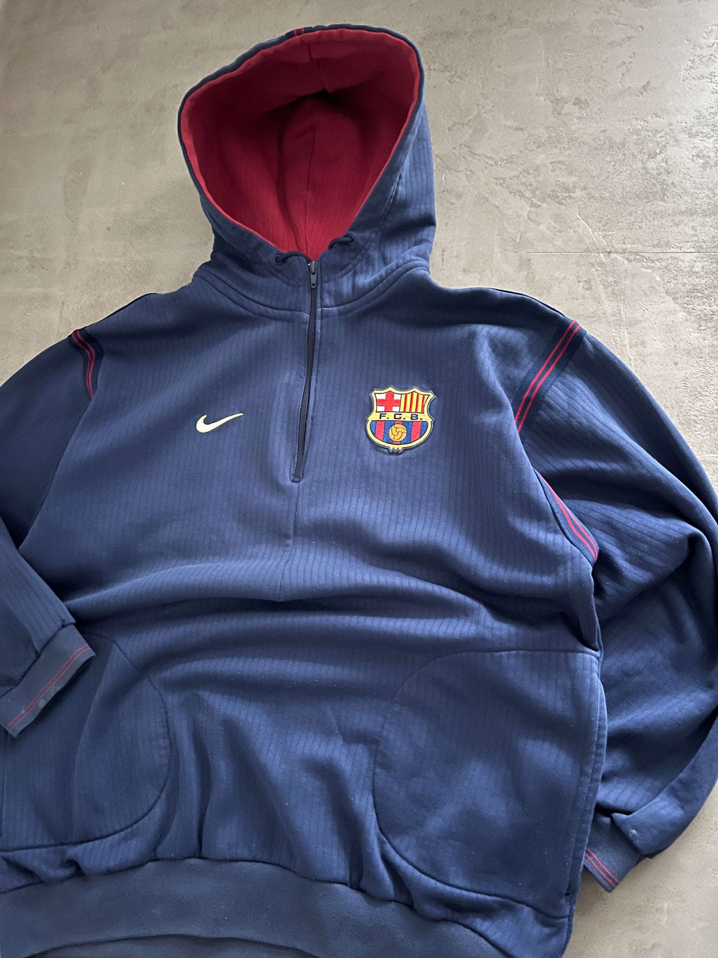 NAVY FC BARCELONA HOODIE - 1990S - XL