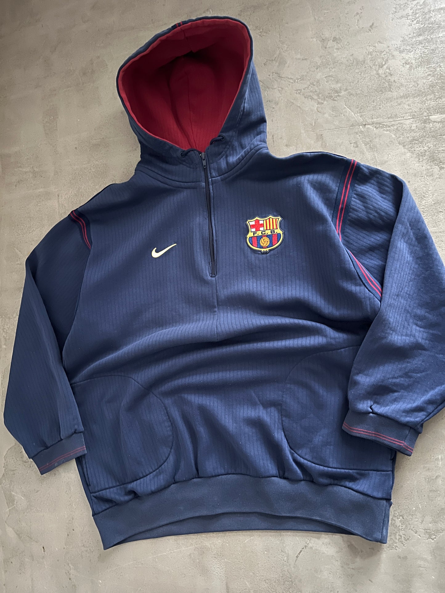 NAVY FC BARCELONA HOODIE - 1990S - XL