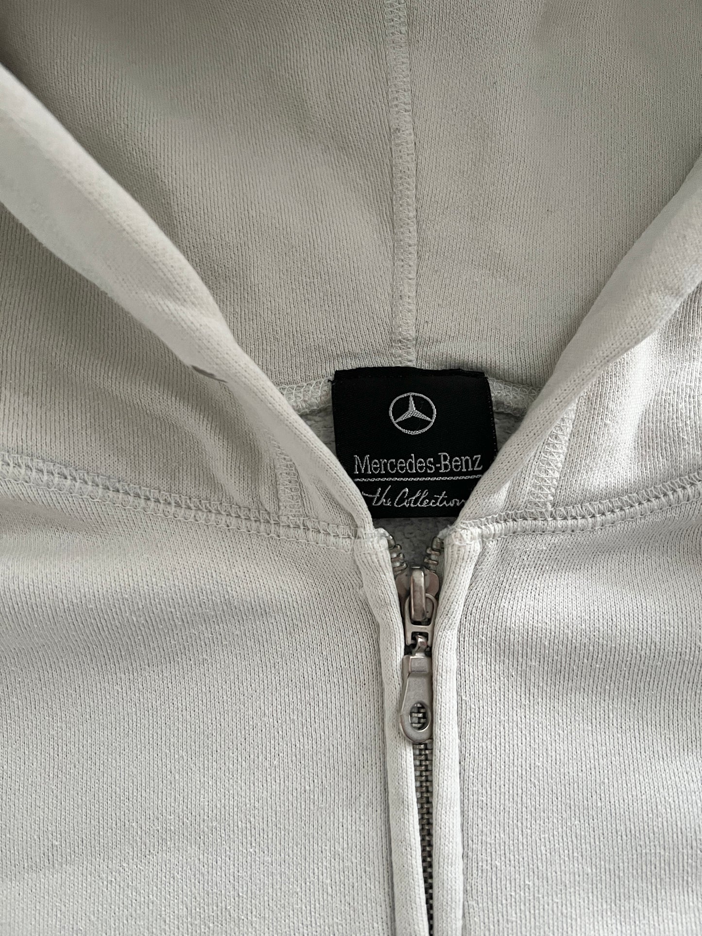 CREME MERCEDES BENZ ZIP UP HOODIE - 1990S - L/M