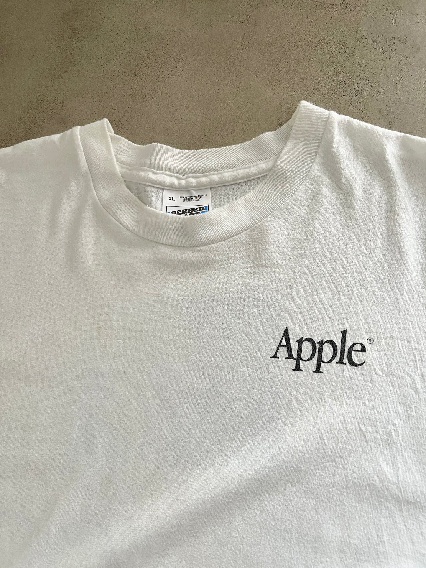 WHITE APPLE TEE - 1990S - L/XL