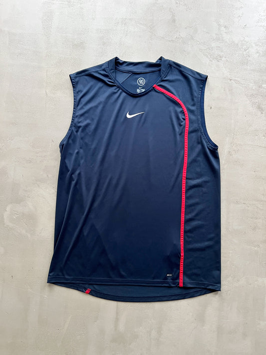 NAVY/RED NIKE TANKTOP JERSEY - 2000S - XL