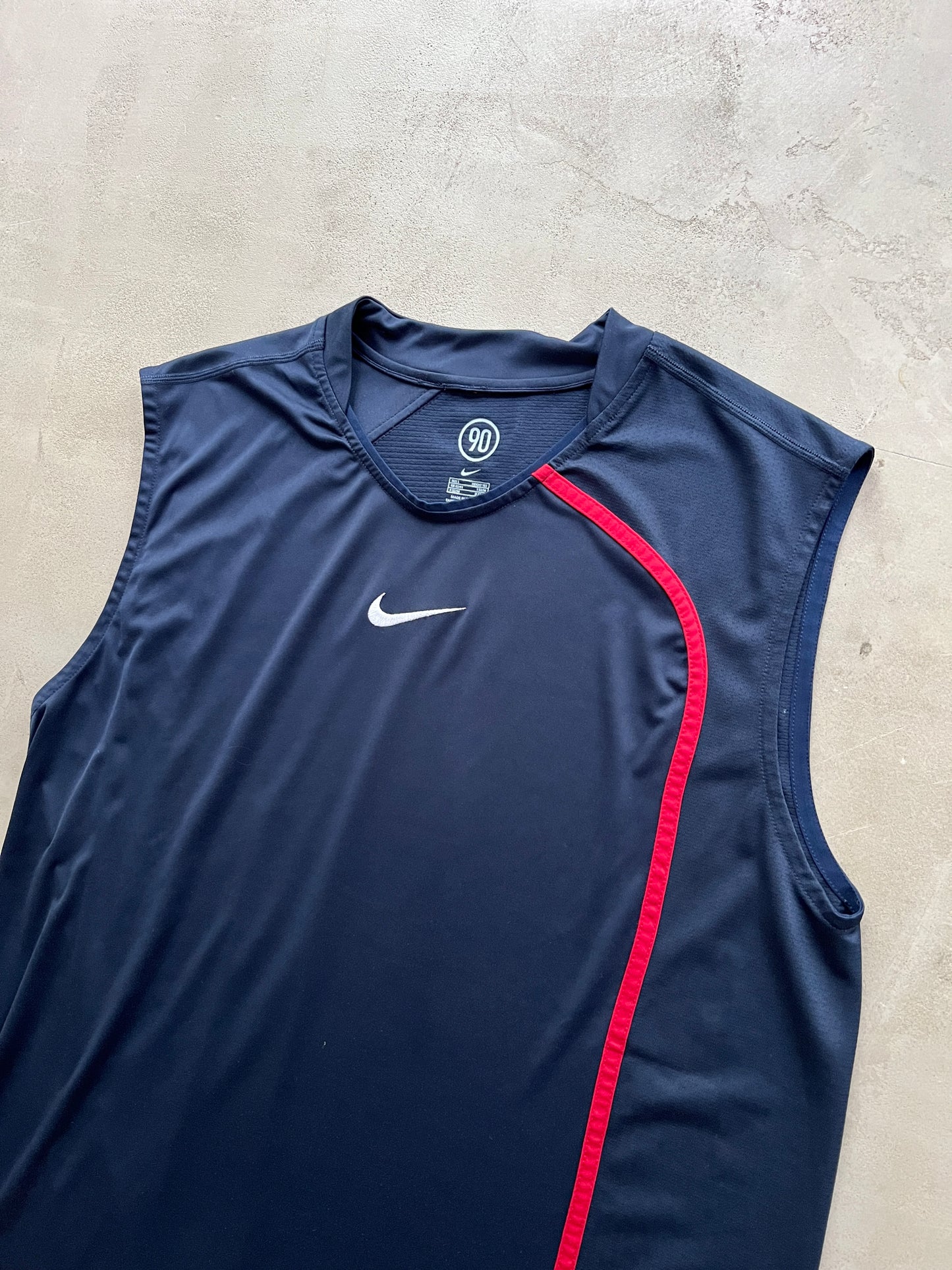 NAVY/RED NIKE TANKTOP JERSEY - 2000S - XL