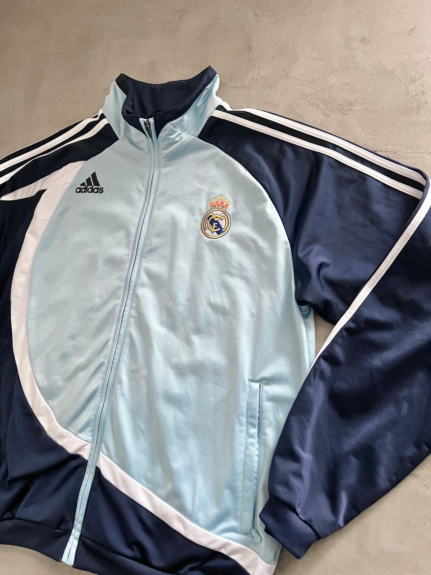 BABY BLUE REAL MADRID TRACK JACKET - 2000S - L/XL