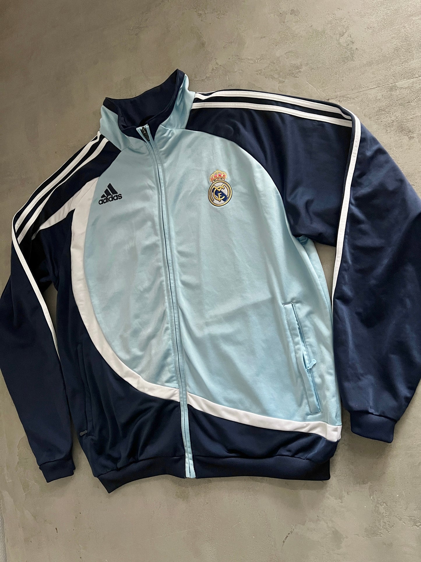 BABY BLUE REAL MADRID TRACK JACKET - 2000S - L/XL