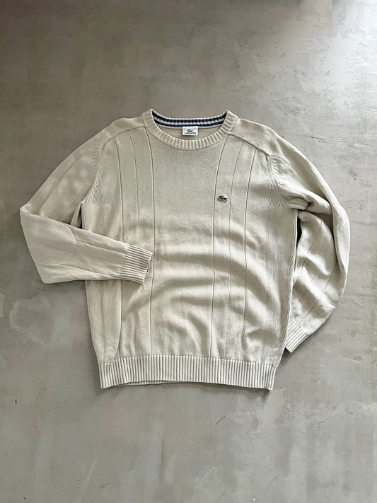 CREME LACOSTE KNIT SWEATER - 1990S - L