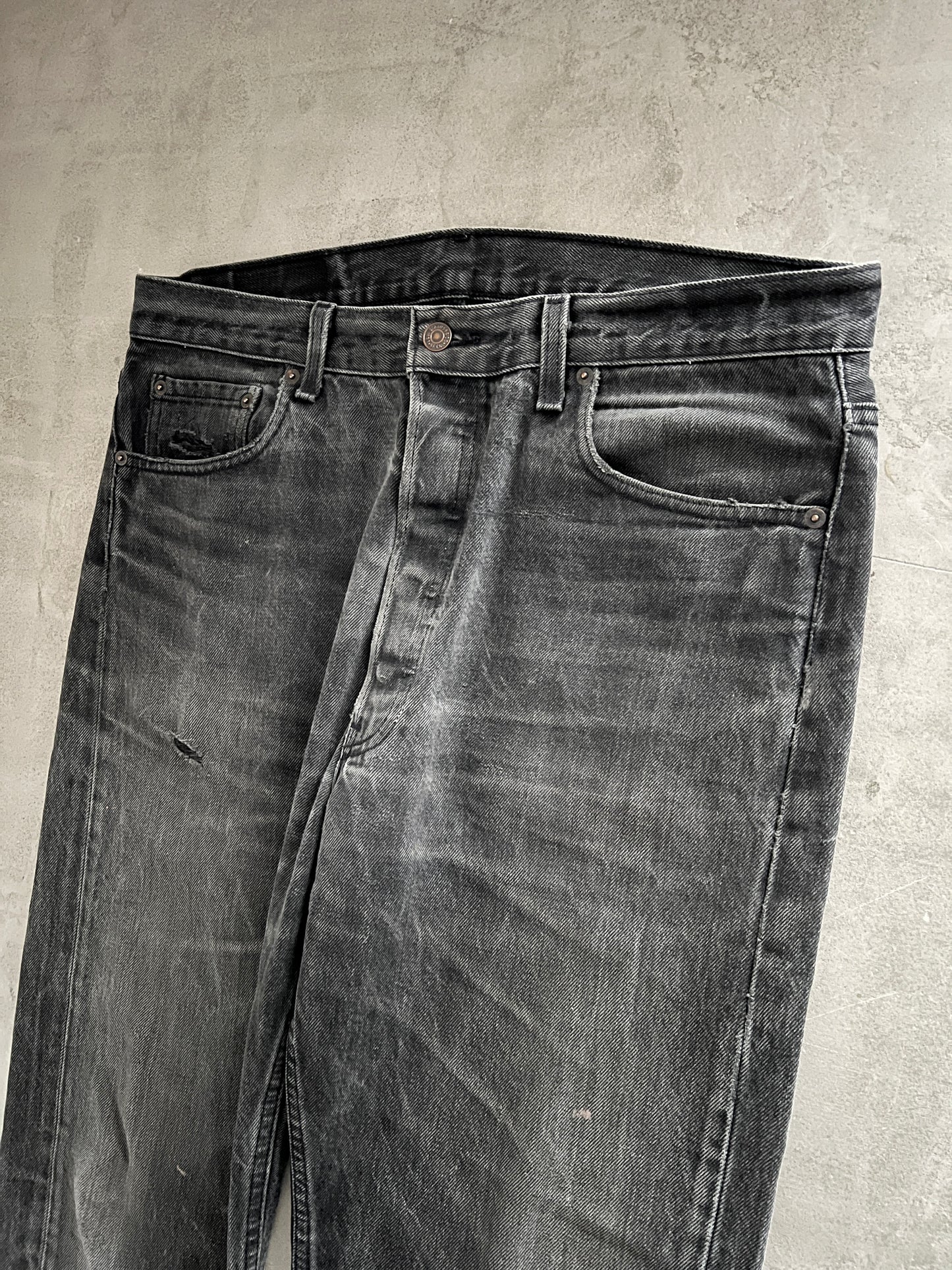 FADED BLACK LEVIS JEANS - 1990S - 36/34