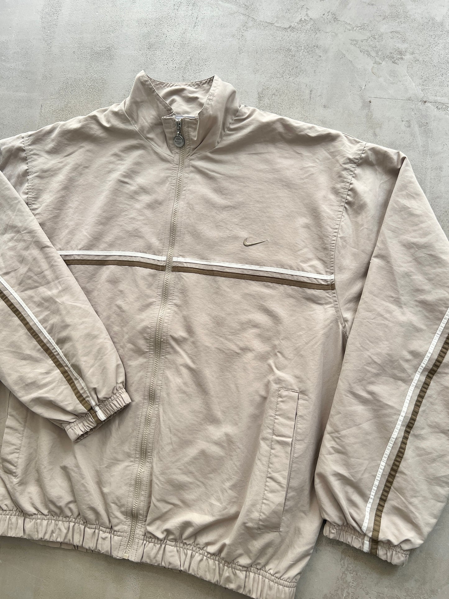 BEIGE NIKE TRACK JACKET - 2000S - L