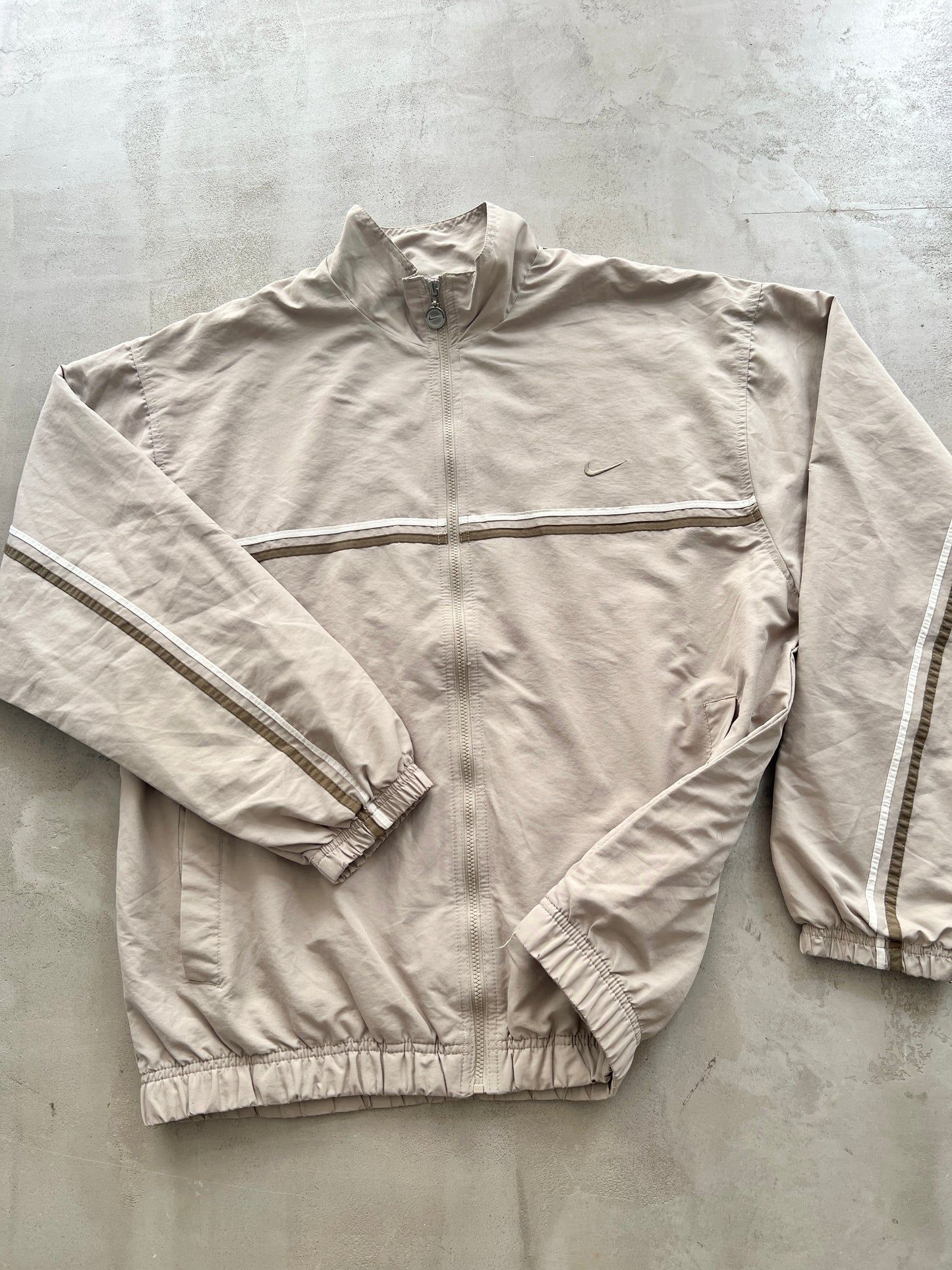 BEIGE NIKE TRACK JACKET - 2000S - L