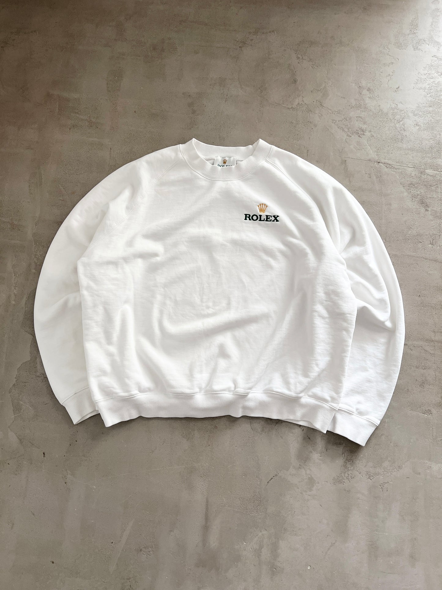 WHITE ROLEX SWEATER - 1990S - L/M