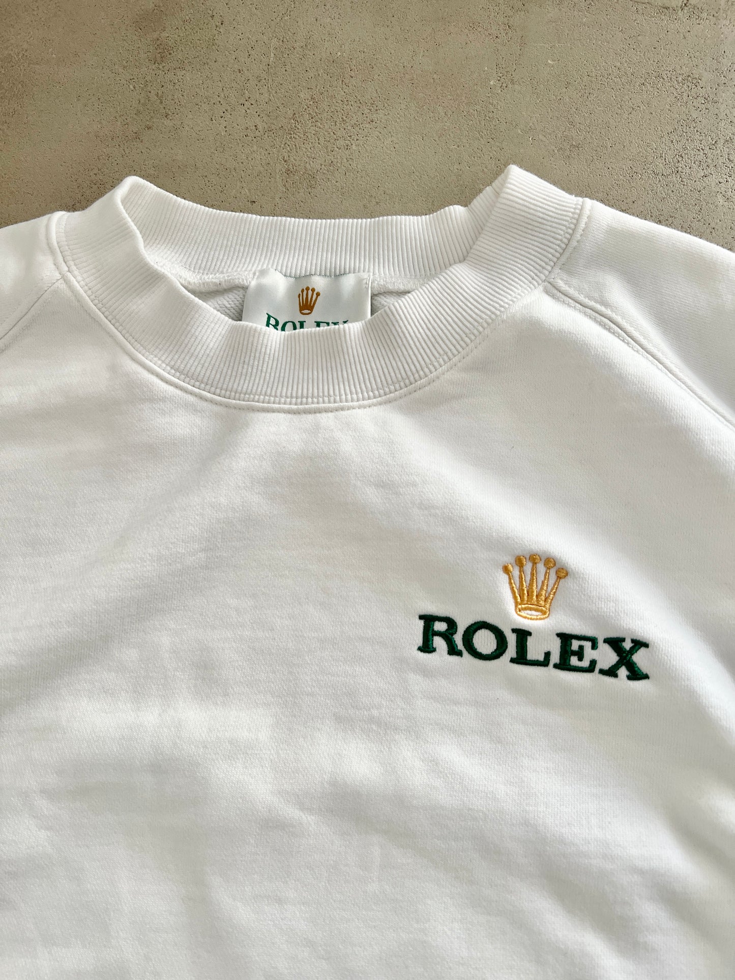 WHITE ROLEX SWEATER - 1990S - L/M