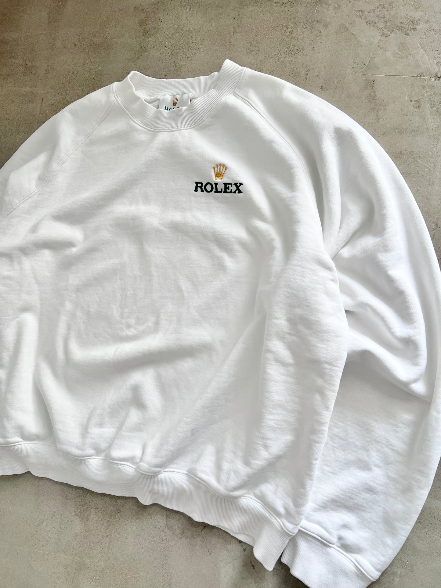 WHITE ROLEX SWEATER - 1990S - L/M