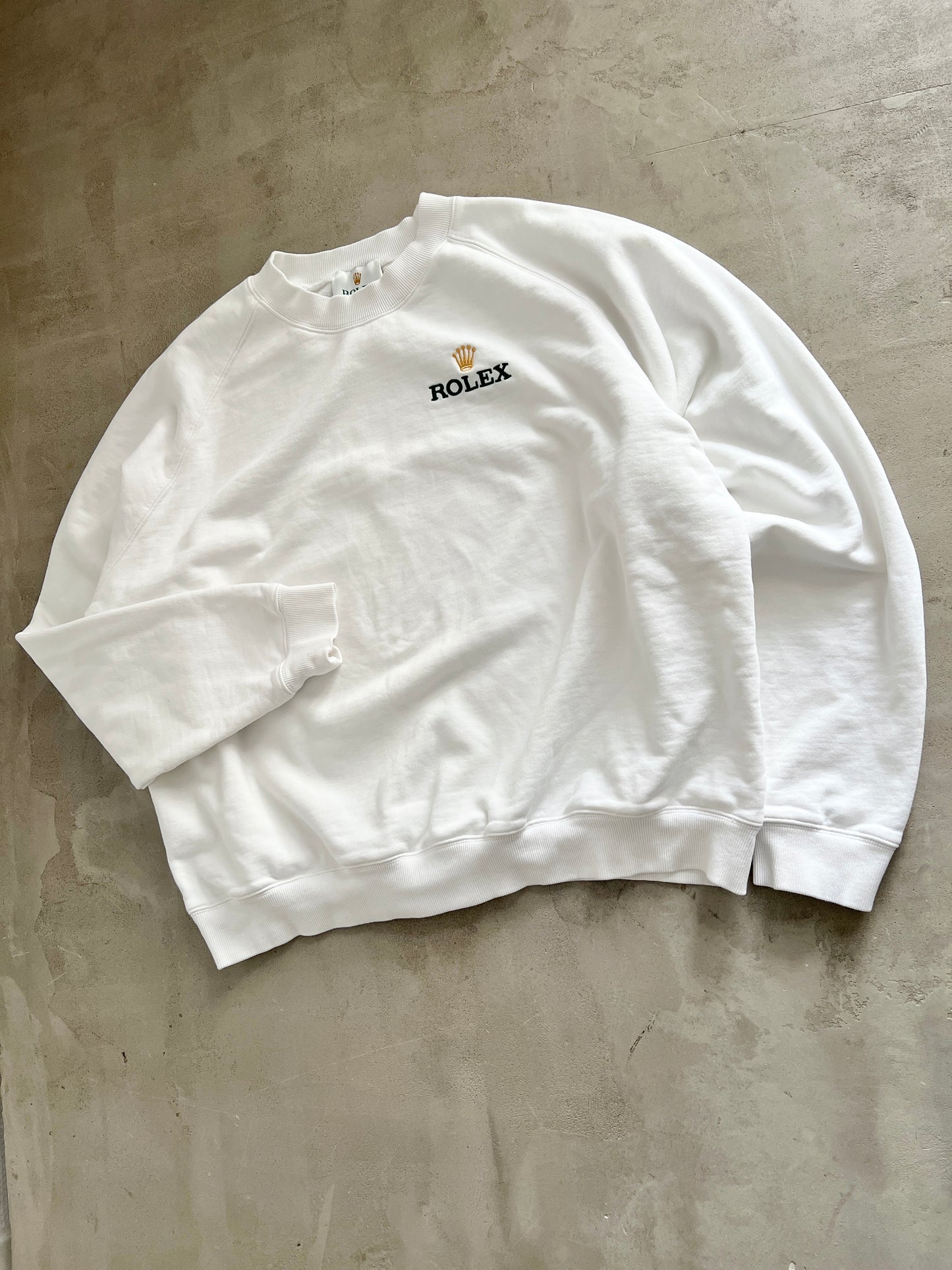 WHITE ROLEX SWEATER - 1990S - L/M