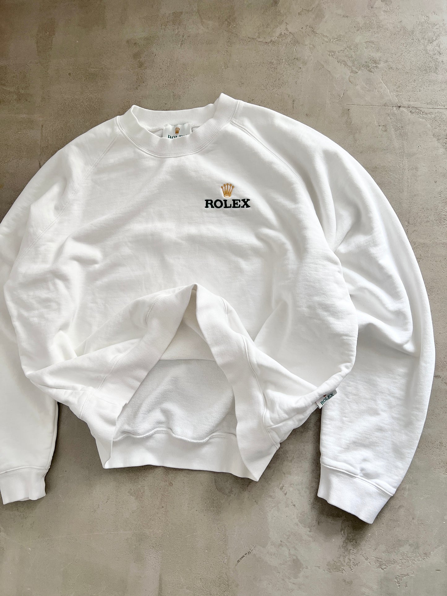 WHITE ROLEX SWEATER - 1990S - L/M