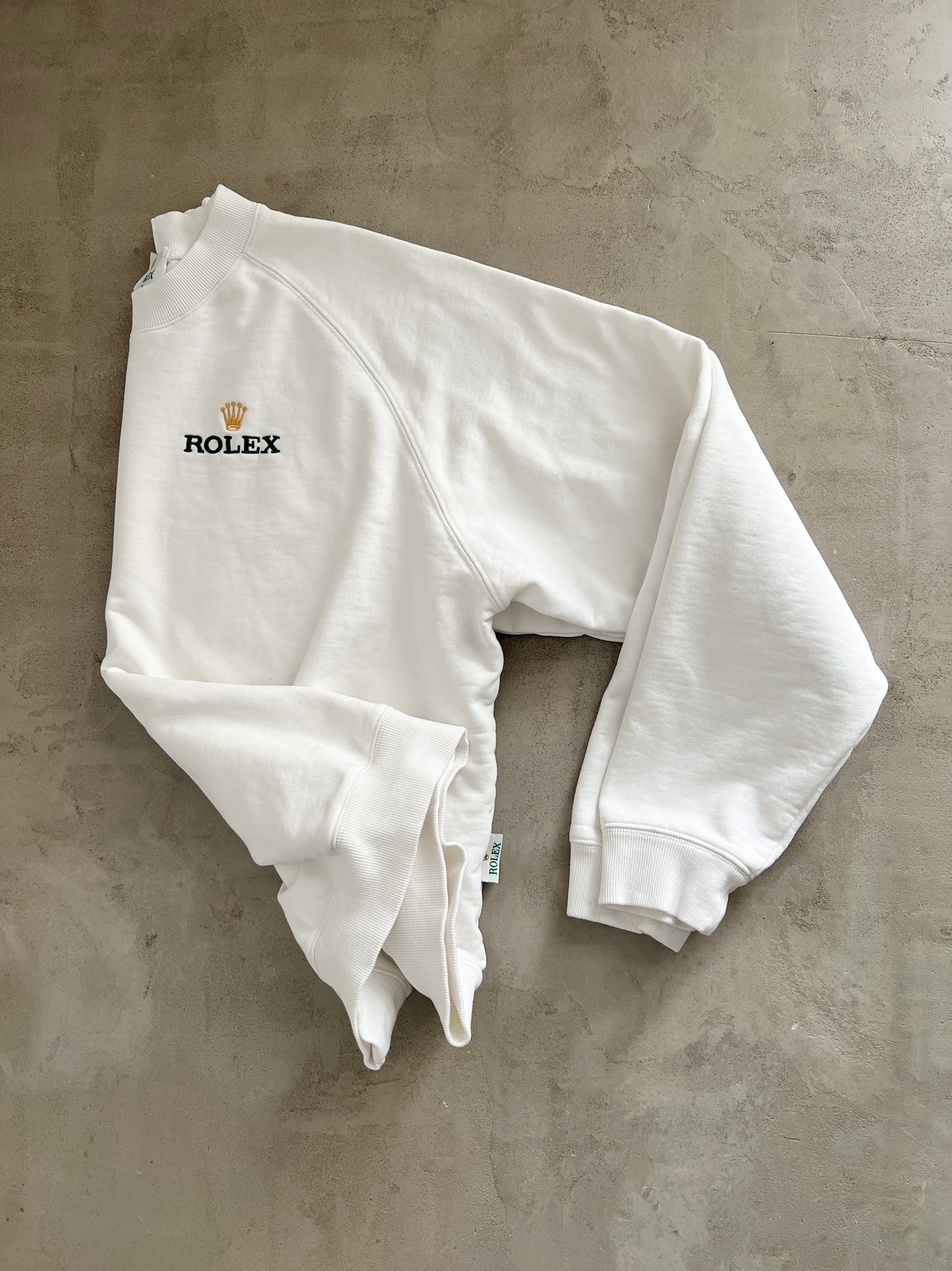 WHITE ROLEX SWEATER - 1990S - L/M