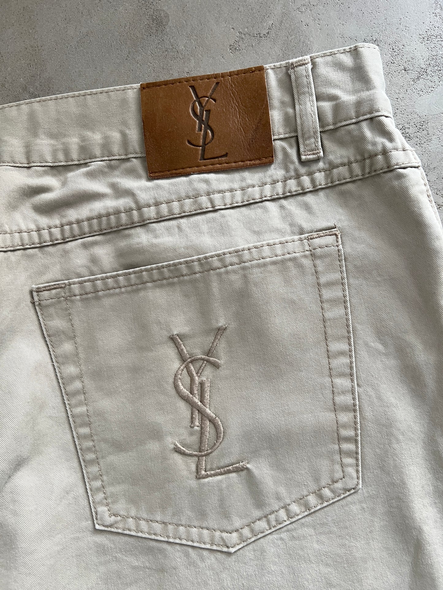 CREME YSL PANTS - 2000S - L/XL