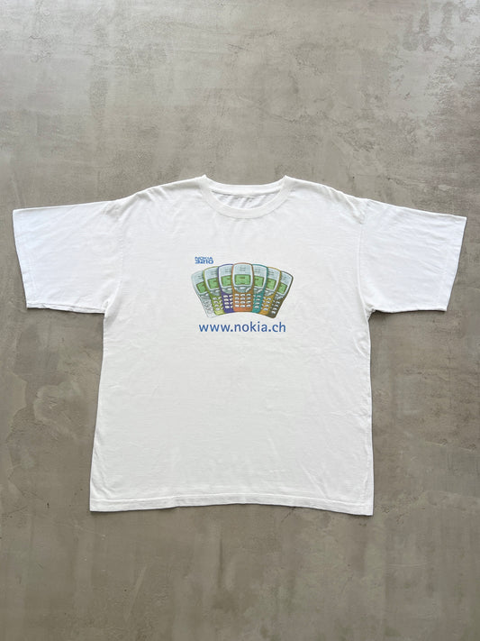 WHITE NOKIA PROMO TEE - 1990S - L