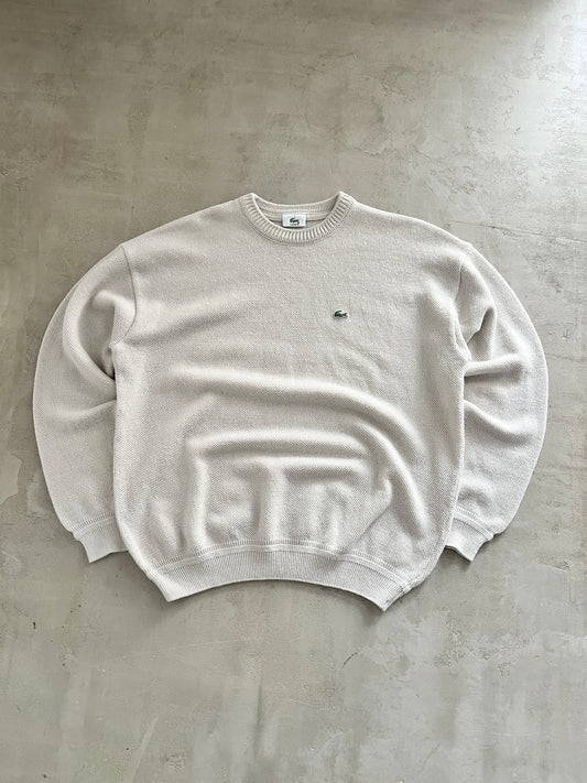 BEIGE LACOSTE KNIT SWEATER - 2000S - L