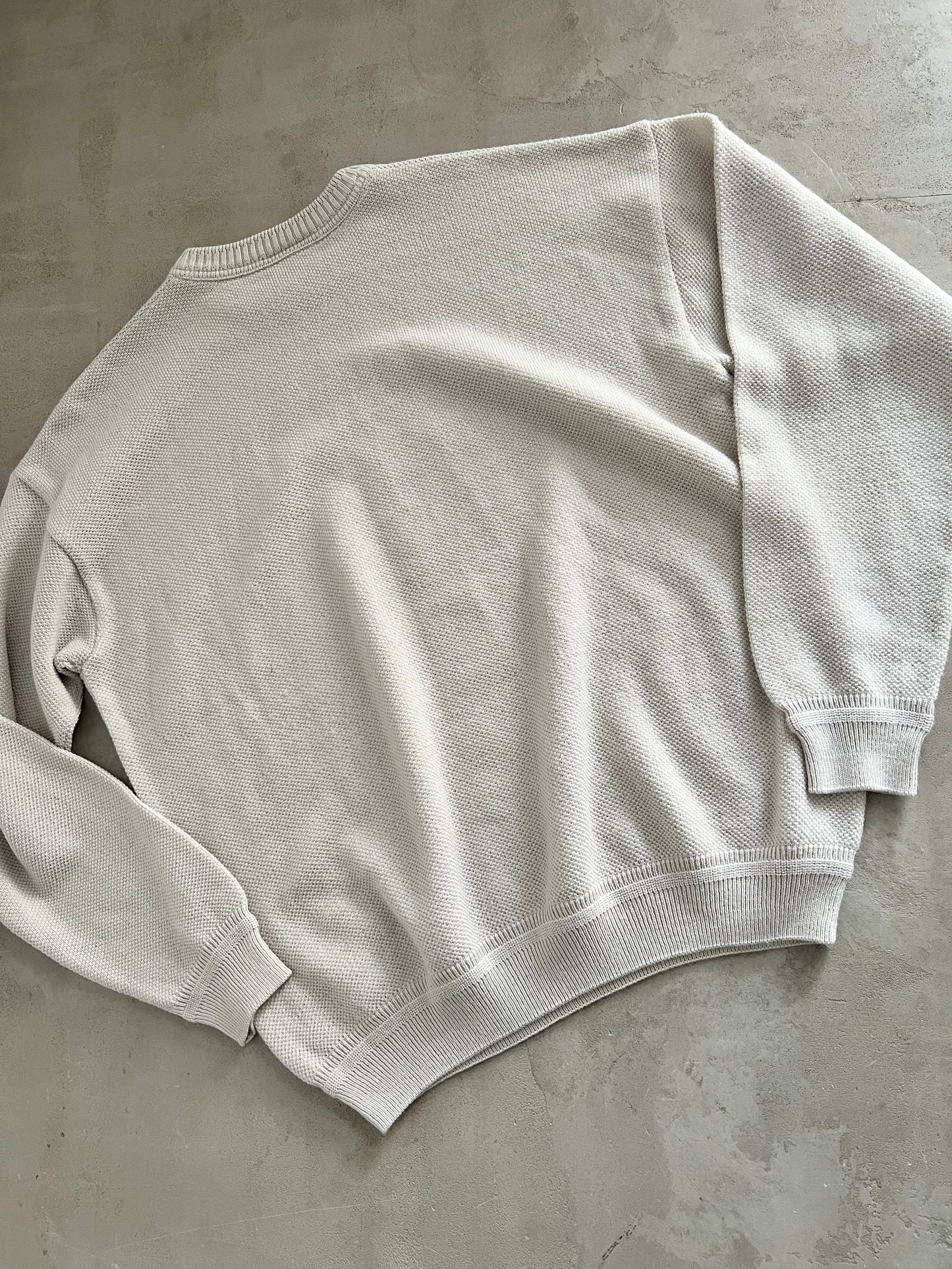 BEIGE LACOSTE KNIT SWEATER - 2000S - L