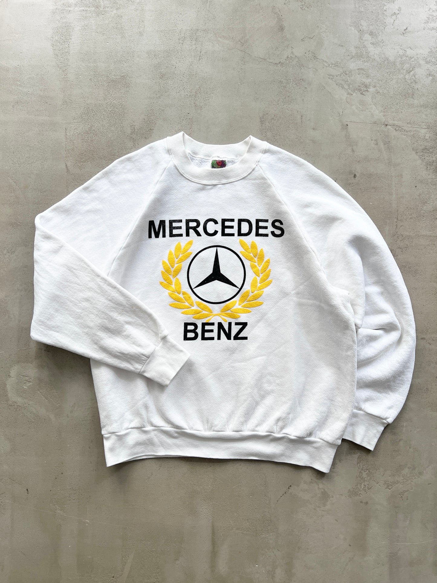 WHITE MERCEDES BENZ SWEATER - 1990S - S