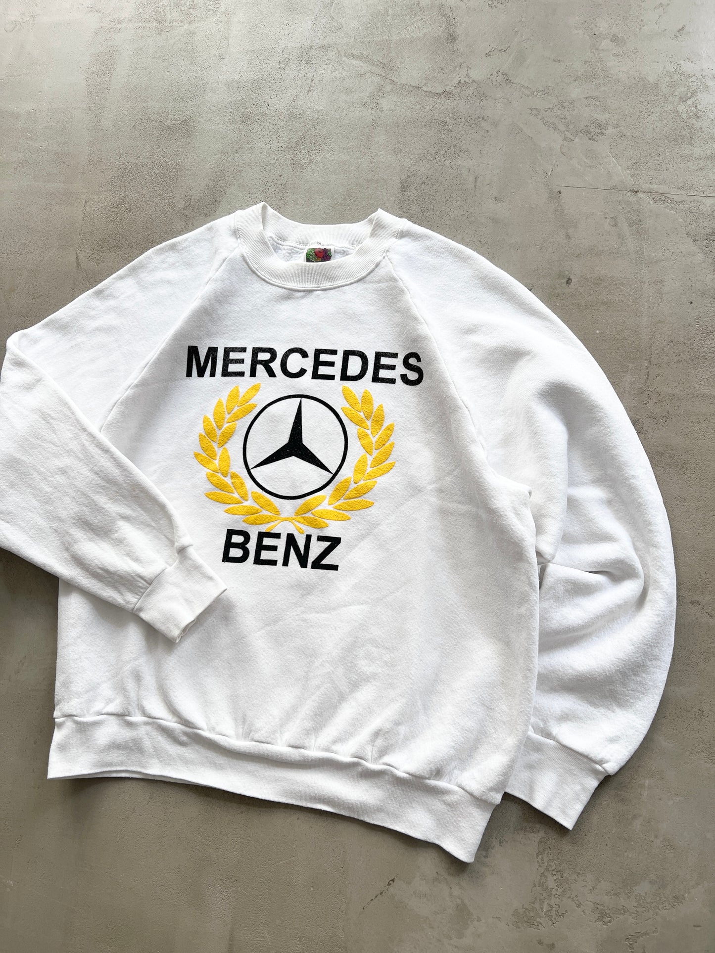 WHITE MERCEDES BENZ SWEATER - 1990S - S