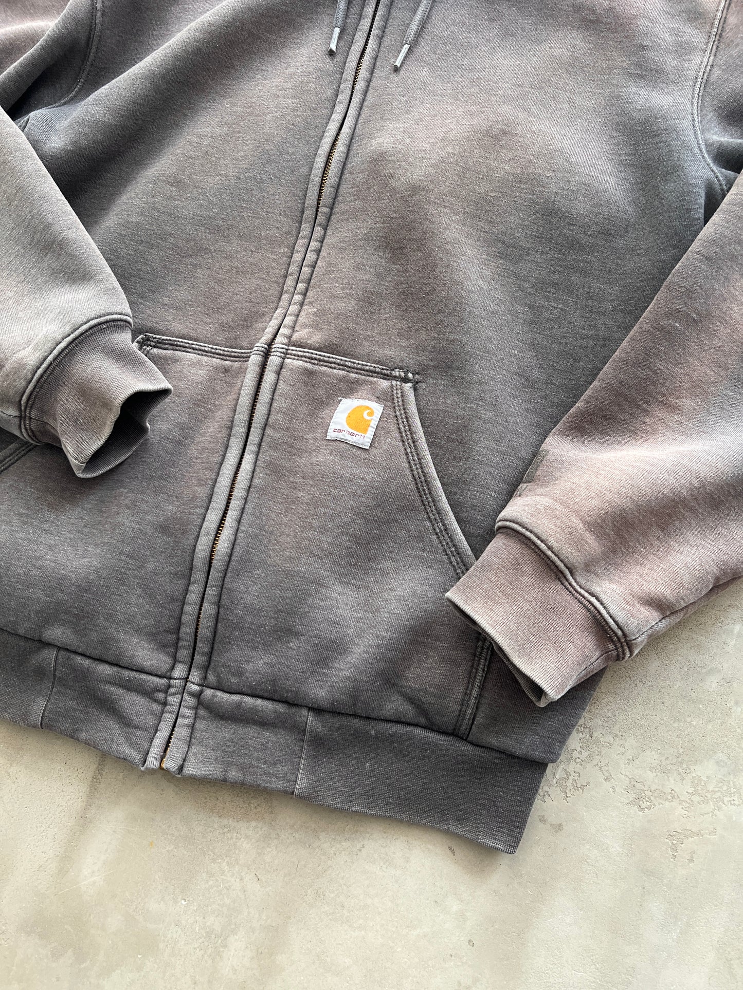 FADED MOCHA CARHARTT ZIP UP HOODIE - 1990S - L/XL