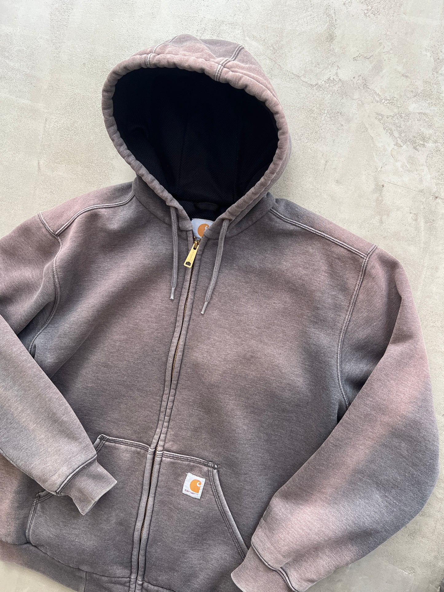 FADED MOCHA CARHARTT ZIP UP HOODIE - 1990S - L/XL