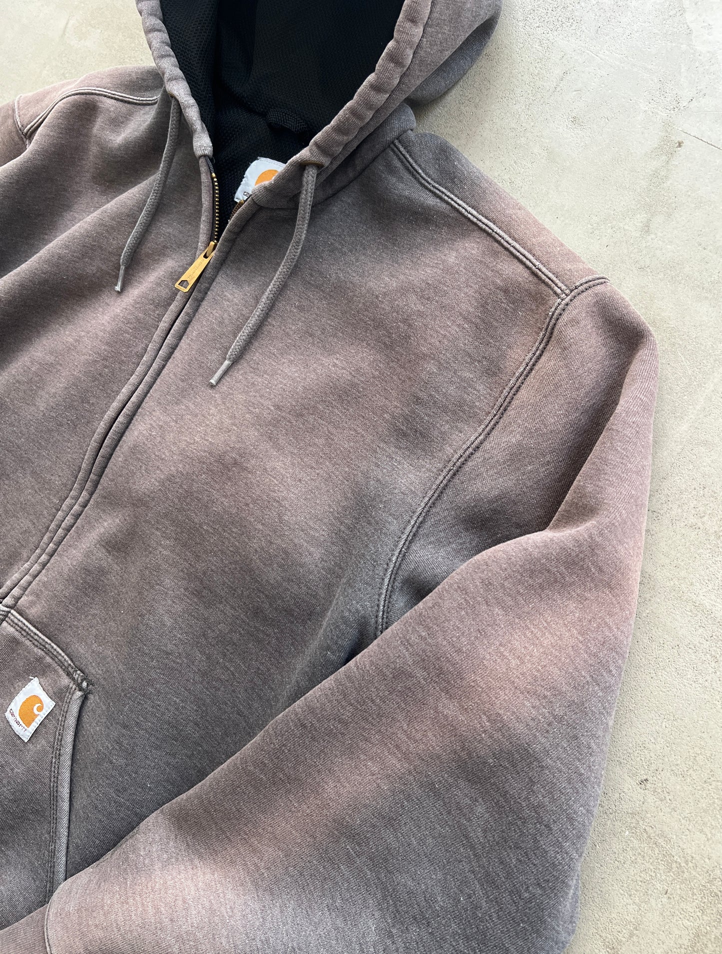 FADED MOCHA CARHARTT ZIP UP HOODIE - 1990S - L/XL