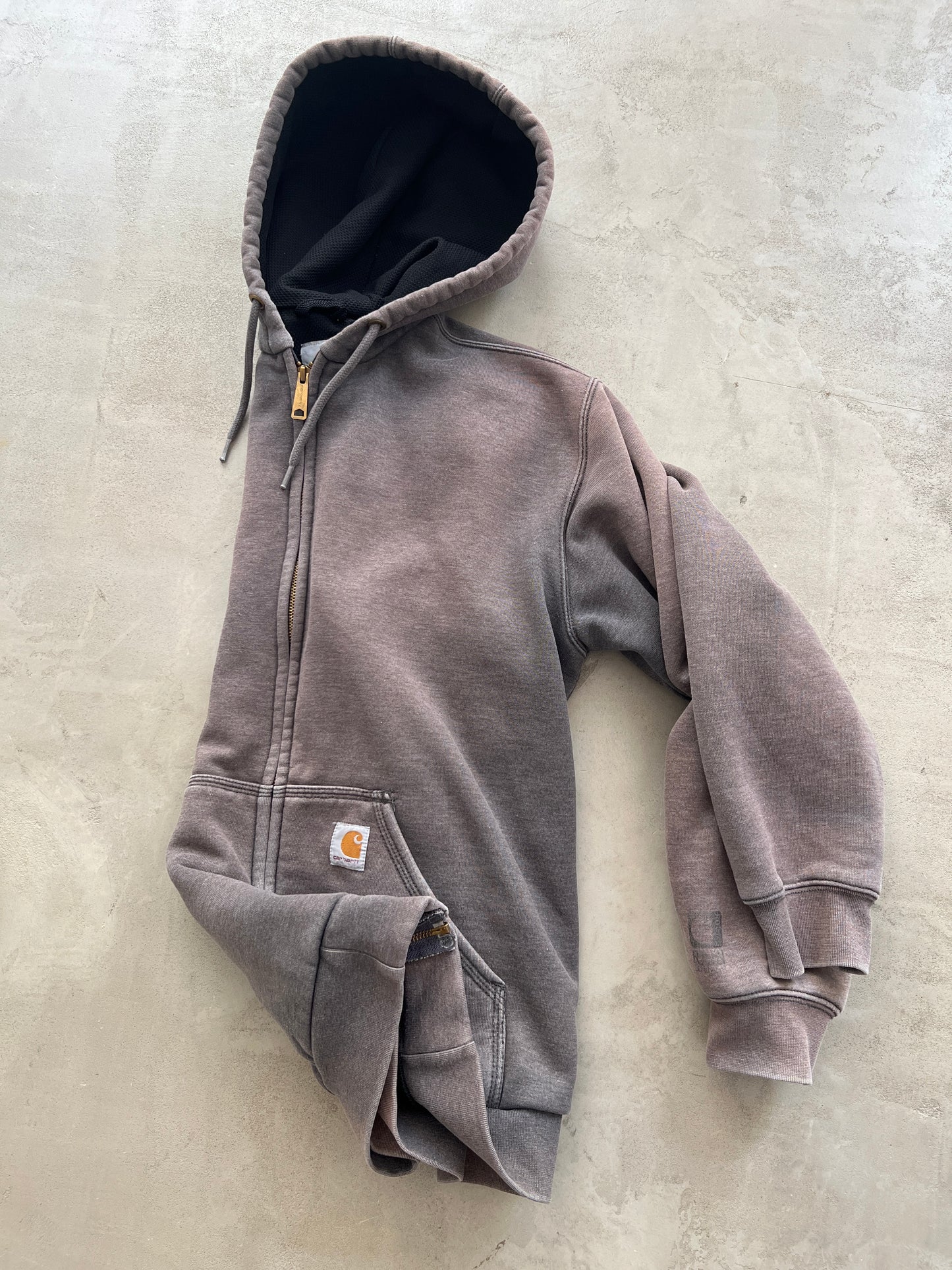 FADED MOCHA CARHARTT ZIP UP HOODIE - 1990S - L/XL