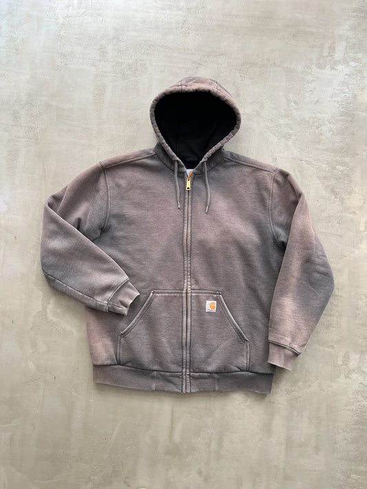 FADED MOCHA CARHARTT ZIP UP HOODIE - 1990S - L/XL