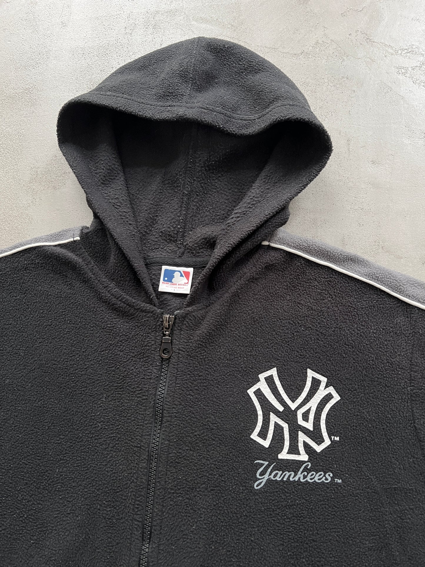 BLACK YANKEES FLEECE ZIP UP HOODIE - 2000S - M