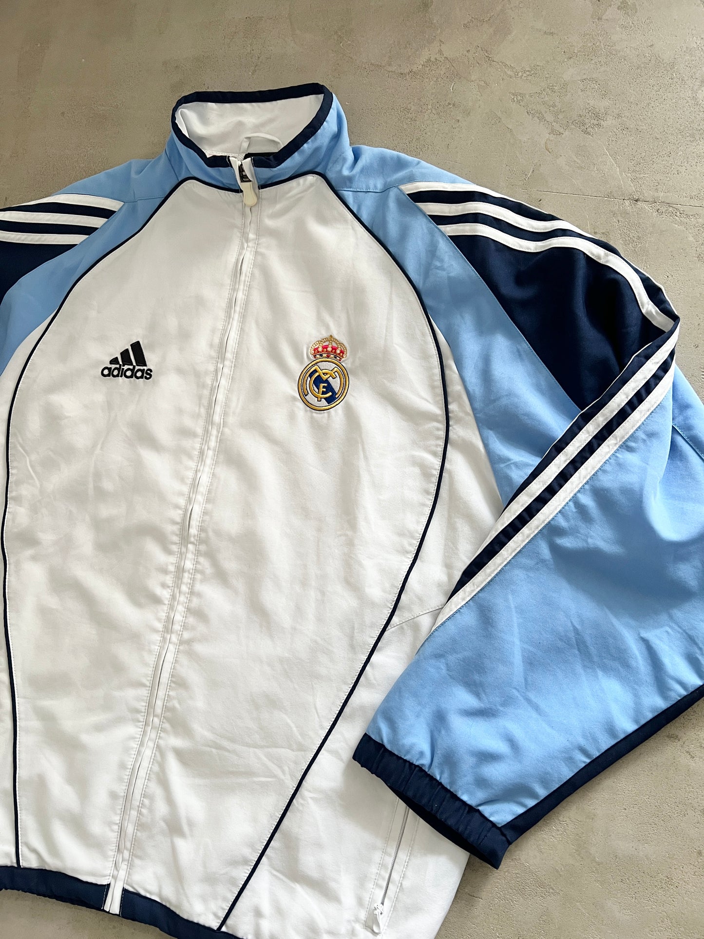 WHITE/BABY BLUE REAL MADRID TRACK JACKET - 2000S - L