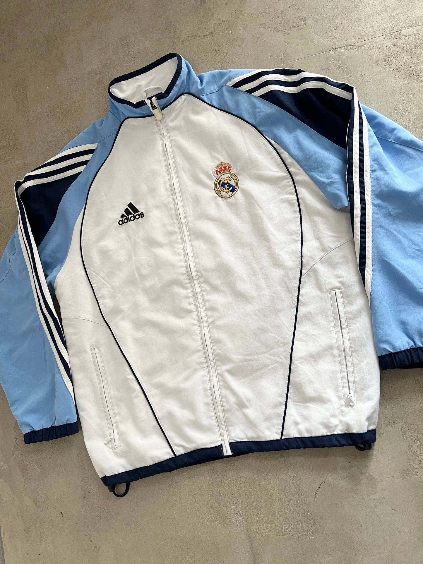 WHITE/BABY BLUE REAL MADRID TRACK JACKET - 2000S - L