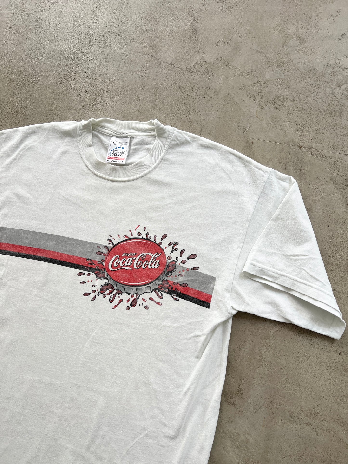 WHITE COCA COLA TEE - 1990S - L