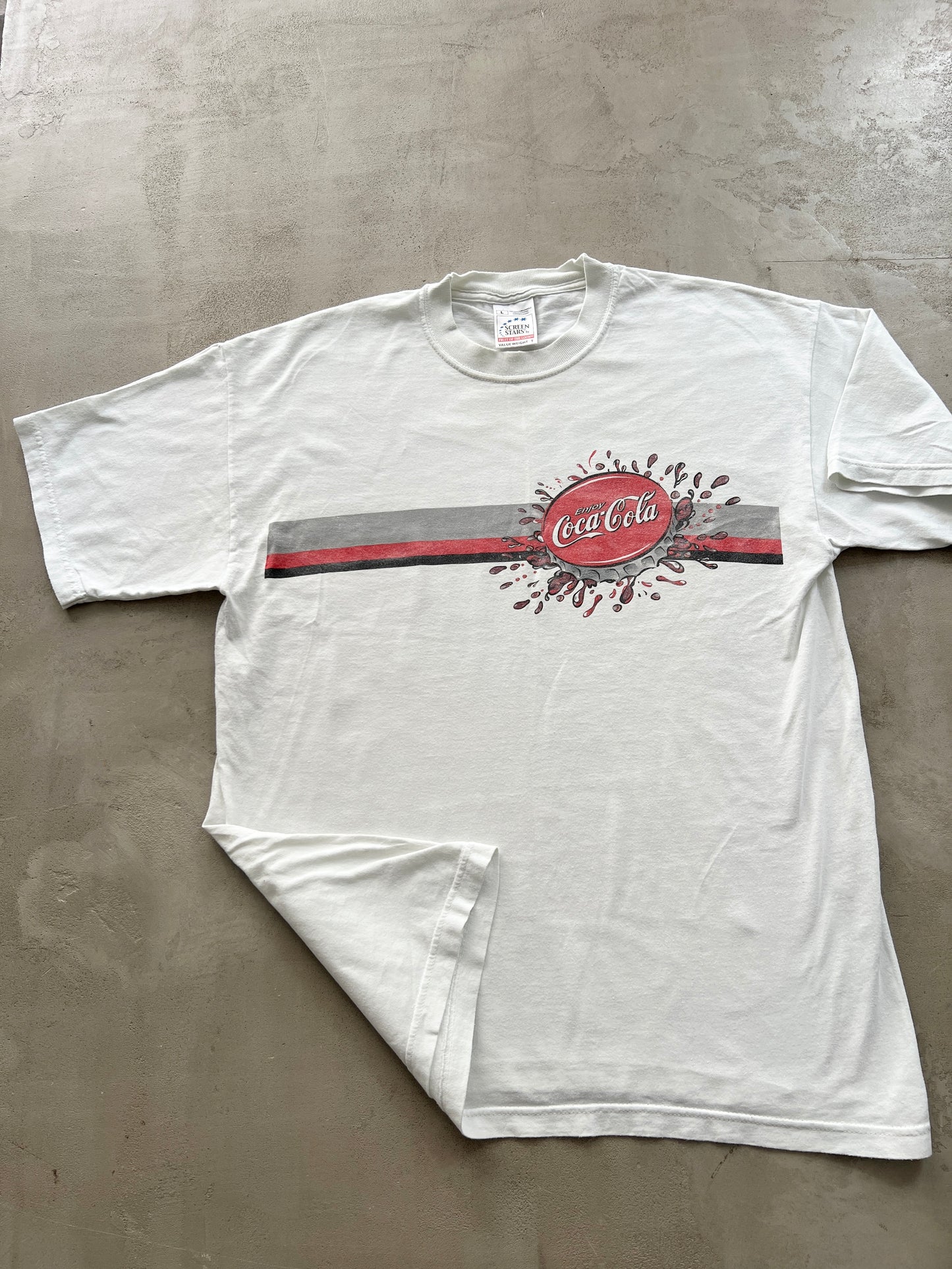 WHITE COCA COLA TEE - 1990S - L