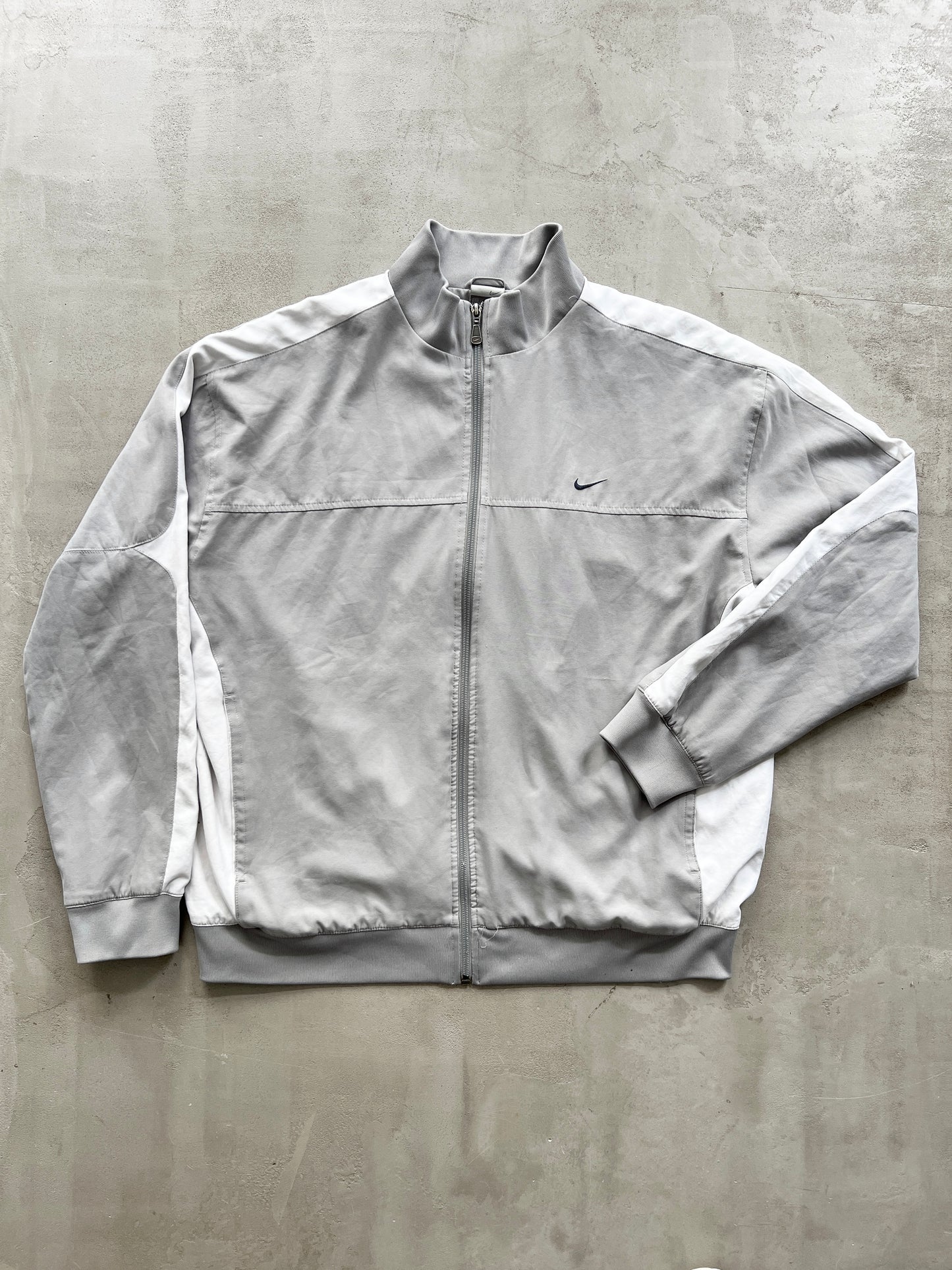 GREY/WHITE NIKE TRACK JACKET - 2000S - L/XL