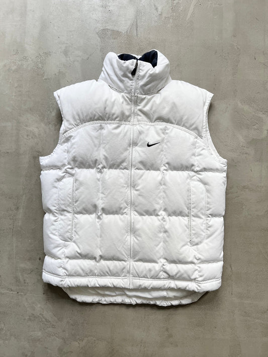 WHITE NIKE PUFFER VEST - 2000S - S