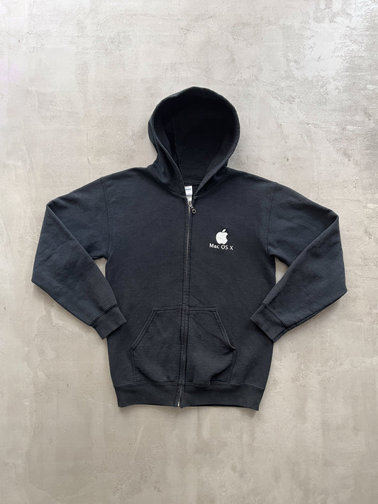 FADED BLACK APPLE ZIP UP HOODIE - 2000S - M/S