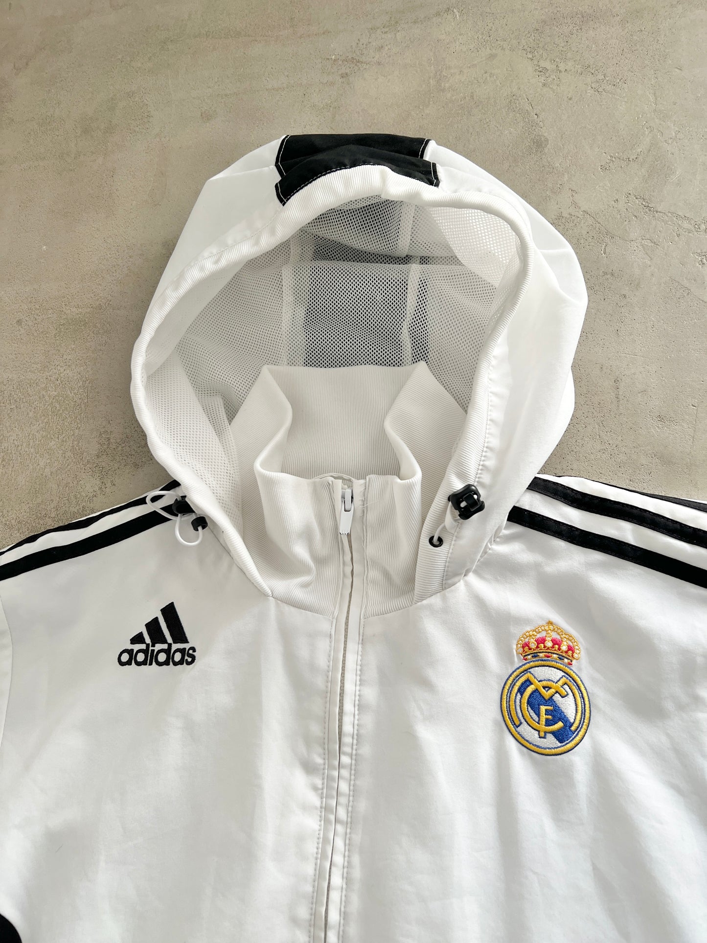 WHITE REAL MADRID TRACK JACKET - 2000S - L