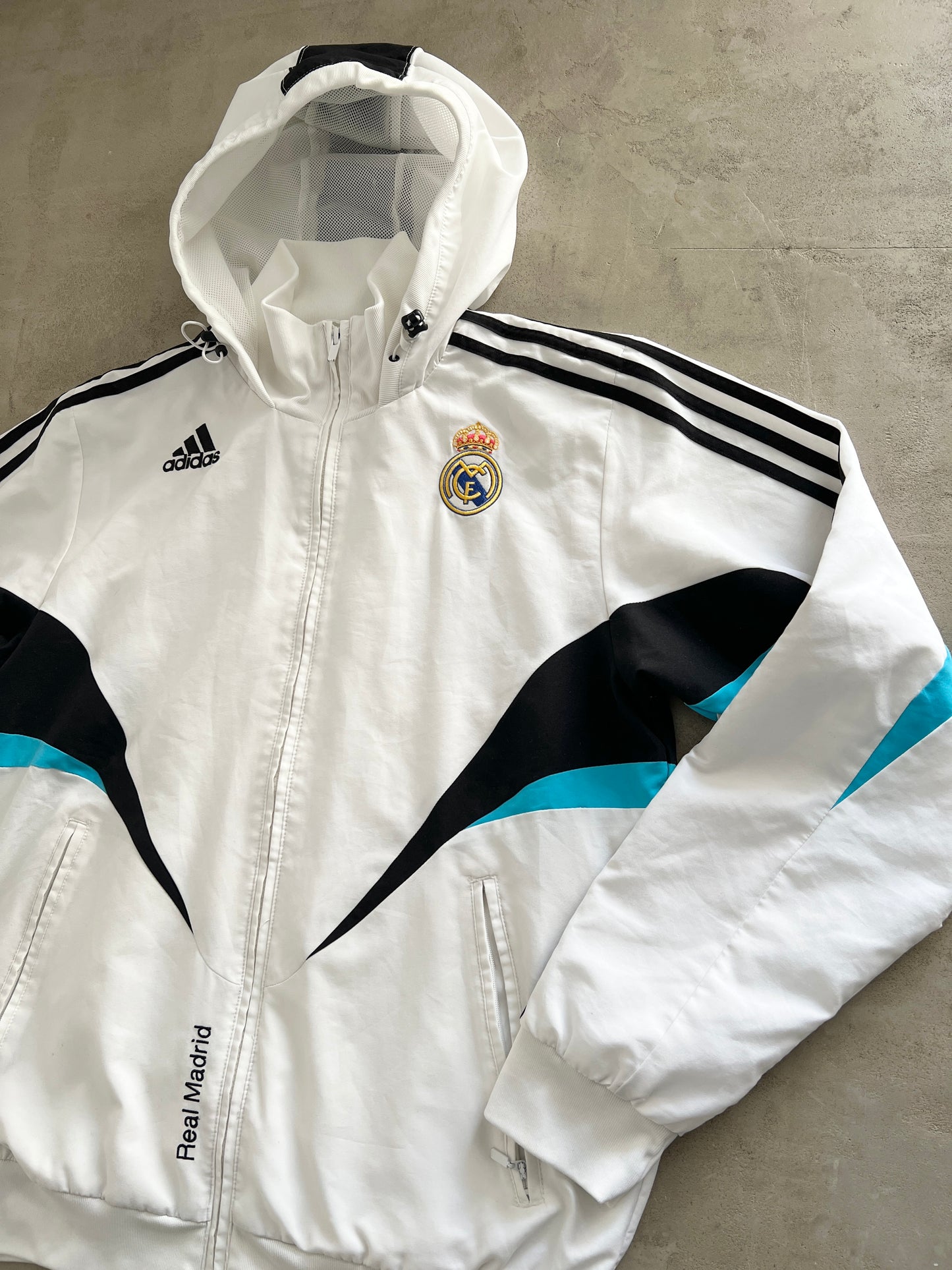 WHITE REAL MADRID TRACK JACKET - 2000S - L