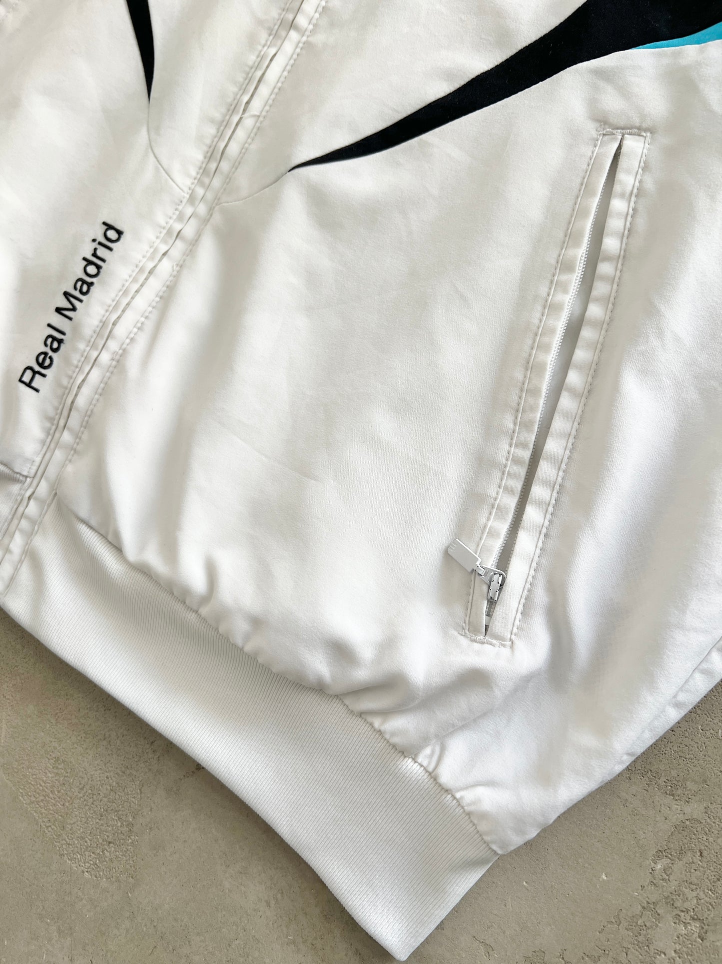 WHITE REAL MADRID TRACK JACKET - 2000S - L