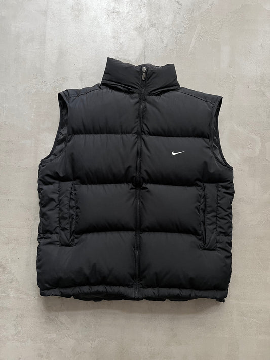 BLACK NIKE PUFFER VEST - 2000S - L