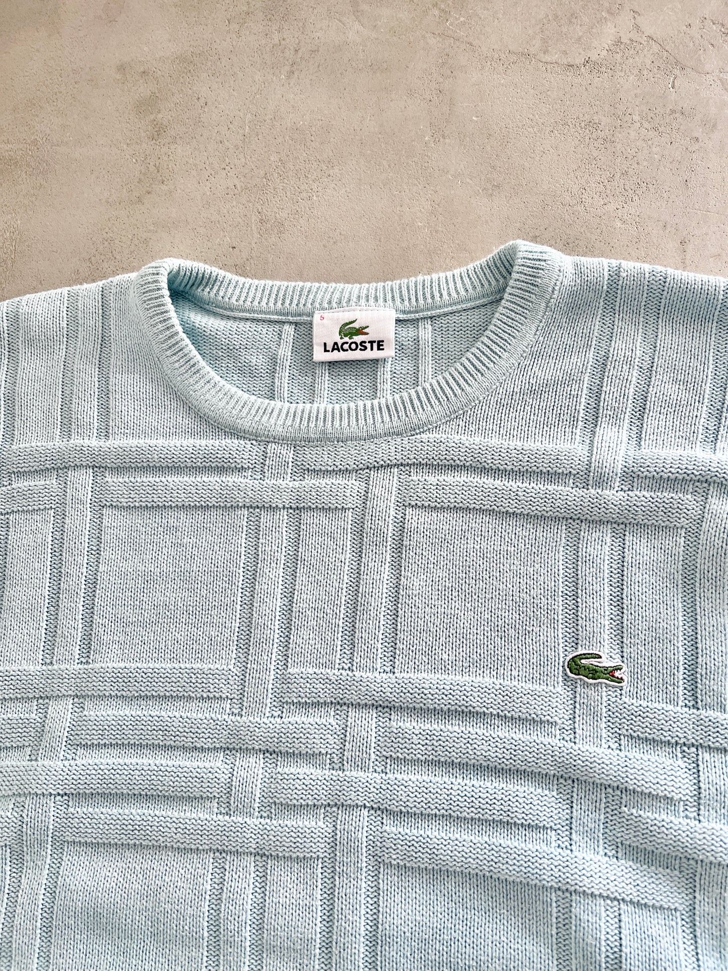 BABY BLUE LACOSTE KNIT WEAR - 2000S - L